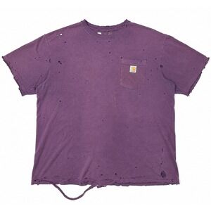 Carhartt Distressed Pocket T Shirt Purple Faded Grunge Workwear Adult XL USA